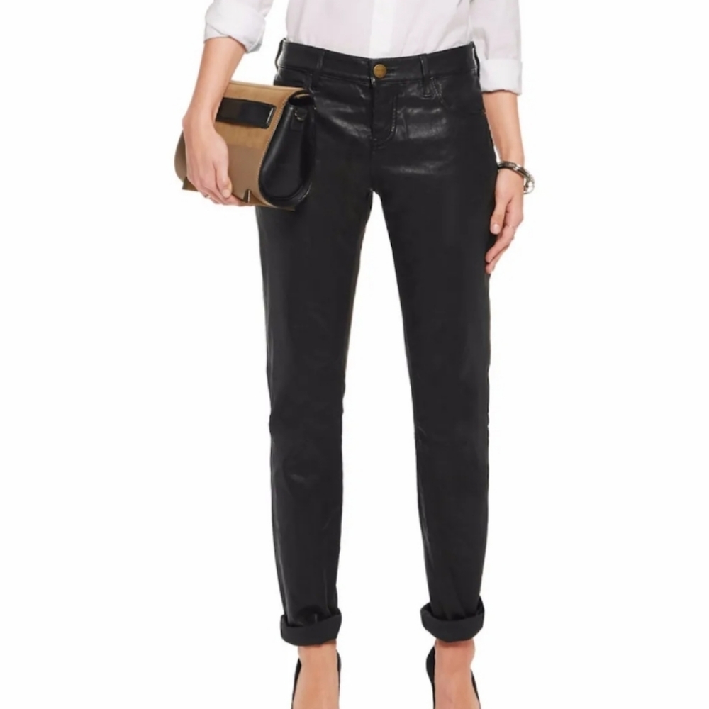 CURRENT/ELLIOTT The Leather Rendezvous Black Leather Pants
